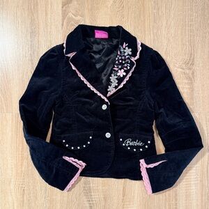 Vintage Y2K Barbie Black Jacket with Pink Accents